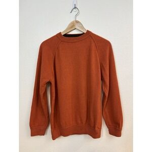 William Cashmere Crewneck Sweater Raglan Orange Made Italy Preppy Rockabilly